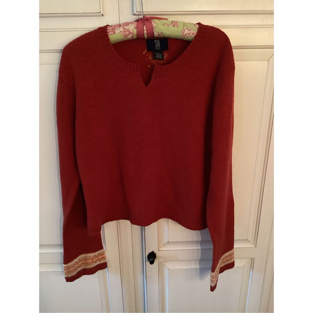 So GSJC Red Lambswool Blend Cropped Sweater Sz XL